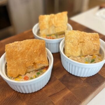 chicken pot pies with puff pastries