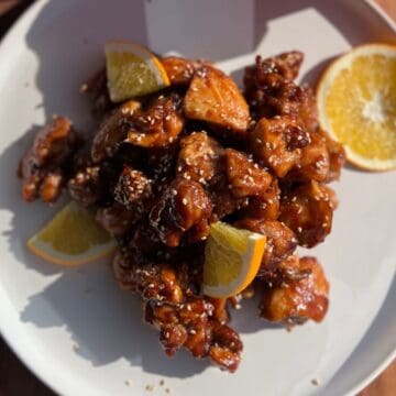 orange chicken and orange slices