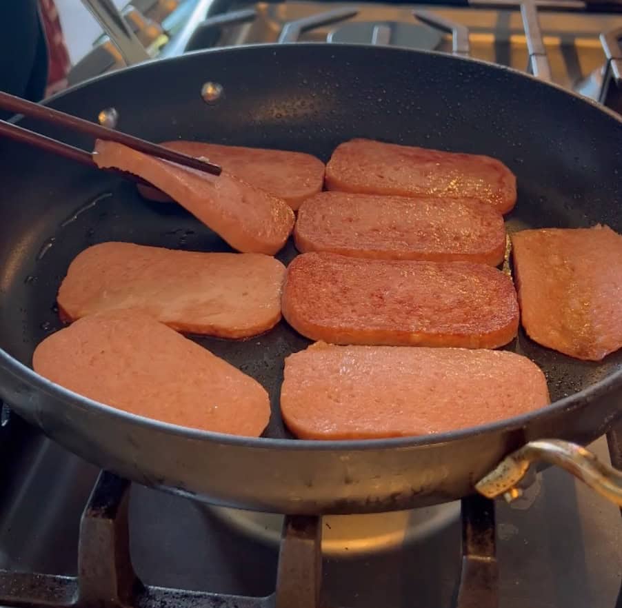 step 1 spam musubi pan fry