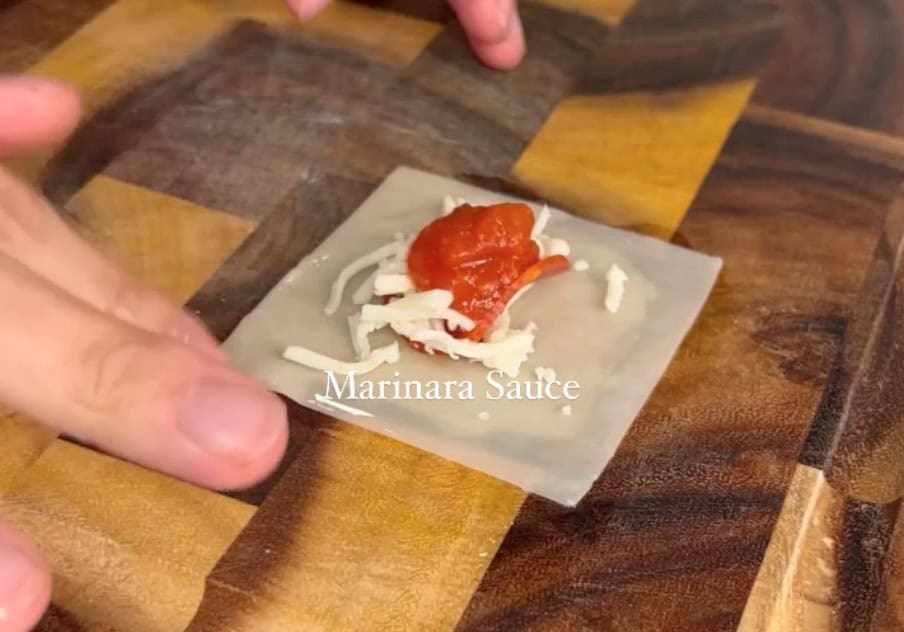 step 2 pizza rolls pat with water