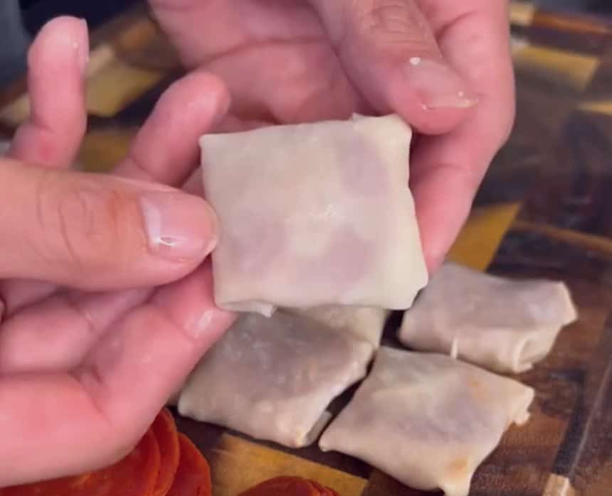 step 4 pizza rolls fold into square