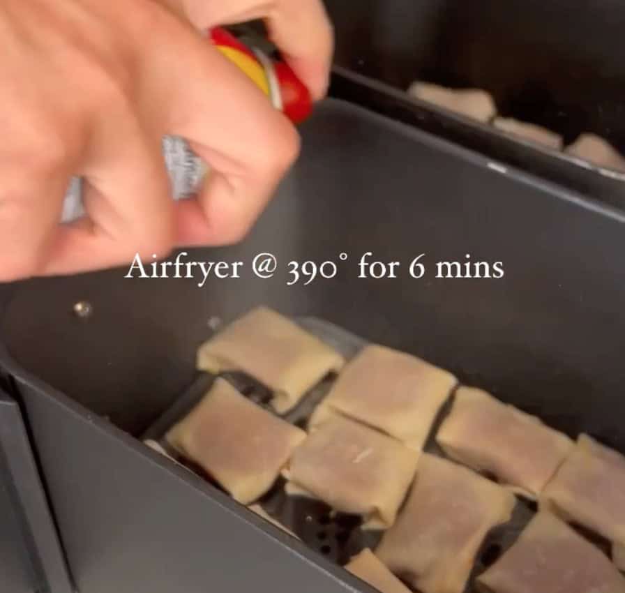 step 5 pizza rolls spray oil and air fry